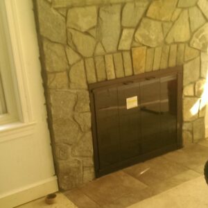 Stone Fireplace Inside Fit Door (After) Stone Fireplace Inside Fit Door (After)